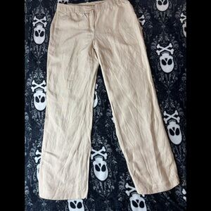 Sigrid Olsen Linen Blend Wide Leg Pants | Beige Neutral Trousers Size 8